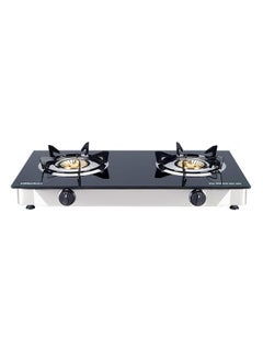 اشتري Gas Stove with Dual Gas Burner, 1 x 90mm Single Burner (3,0kW ) + 1 x 90mm Double Burner (3,5kW) with Glass Black Brass Glass Top Auto Ignition Double Burner NGT2111 Black في الامارات