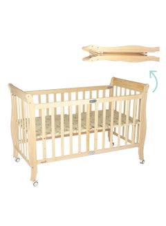 Buy Wooden Foldable Baby Crib 129x69 x96 Cm 0 To 4 Years in Saudi Arabia