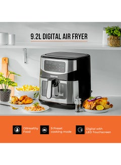 Buy Digital Air Fryer 9.2 L With Vortex Air Frying Technology| Oil Free Cooking Led Display With Touch Screen 9 Preset Cooking Modes 9.2 L 1800 W GAF37524 Black and silver in UAE