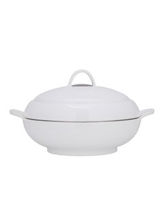 Buy Double Wall Insulated Casserole Firm Twist Lock Strong Handles White 2500ml in UAE