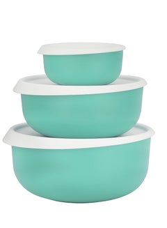 Buy 3Pcs Bowl Set With Air-Tight Lid Organo Series Toughened Polymer 350 Ml 1350Ml 1800Ml Bpa Free 100% Food Grade Made In India Assorted Colour 350/1350/1800ml in UAE