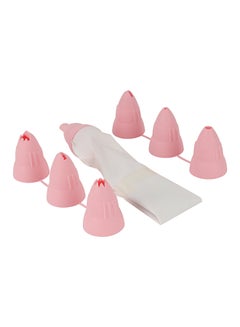 Buy Baking Cream Sack With 6 Nozzles White & Pink in Saudi Arabia