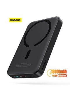 اشتري 10000.0 mAh 10000mAh Magnetic Wireless Power Bank Qi Wireless MagSafe Battery Pack With 20W USB-C Power Delivery Port Compatible With iPhone 14, 13, 12 Series and Many More Black في الامارات