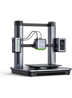 Buy Make M5 3D Printer, FDM 3D Printer, 5X Faster and Extra Intelligent, Cut Print Time by 70%, Smooth 0.1 mm Detail, Error Detection with AI Camera, Auto-Leveling, Integrated Die-Cast Aluminum Alloy Gray+Green in UAE