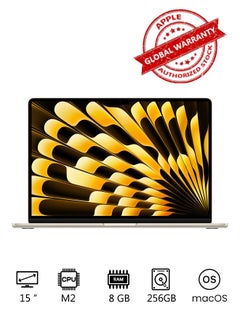 اشتري MacBook Air MQKU3 15-Inch Display, Apple M2 Chip with 8-Core CPU And 10-Core GPU, 256GB SSD, English Keyboard Starlight في مصر
