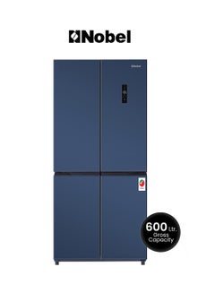 اشتري 445 Ltr French Four Door Bottom Freezer Refrigerator, No Frost, Inverter, Tropical Cooling, Digital Display, R600a, 4 Star Esma, 83 x 65 x185.5 Cm NR640 Blue في الامارات