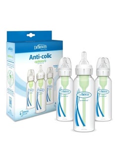 Buy Pack Of 3 Baby Anti-Colic PP Narrow Options+ Feeding Bottle, 3 X 250 ML, 0 Months + in UAE