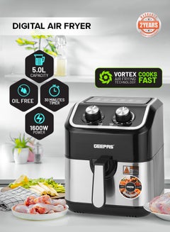 اشتري Air Fryer with a Rack Equipped with VORTX Air Frying Technology Oil Free Cooking| Adjustable Timer and Temperature 5.0 L 1600.0 W GAF37528 Black في الامارات