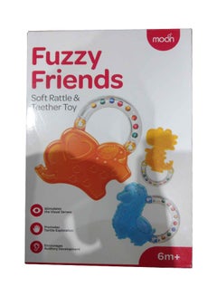 Buy Fuzzy Friends Soft Baby Rattle And Sensory Teether Early Development Learning Montessori Toy Birthday Gifts Boy Girl 6m And Above Dino in Saudi Arabia