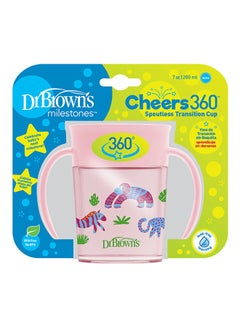 Buy Smooth Wall Cheers 360 Cup With Handles, Anti-Colic 7 Oz/200 Ml, Pink Deco (6M+), 1-Pack in UAE