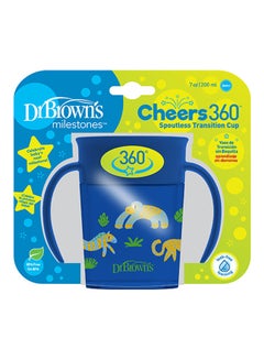 Buy Smooth Wall Cheers 360 Cup With Handles, Anti-Colic 7 Oz/200 Ml, Blue Deco (6M+), 1-Pack in UAE