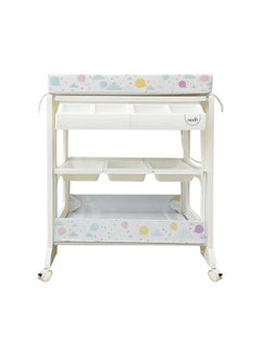 اشتري Portable Diaper Changing Table Mat-Table Dresser Wheels Multi-Function Nursery Organizer For Newborn - Flying Rabbits في السعودية