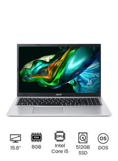 Buy Aspire 3 A315 Laptop With 15.6-Inch Display, Core i5-1135G7 Processor/8GB RAM/512GB SSD/DOS(Without Windows)/Intel Iris Xe Graphics English/Arabic Pure Silver in Saudi Arabia