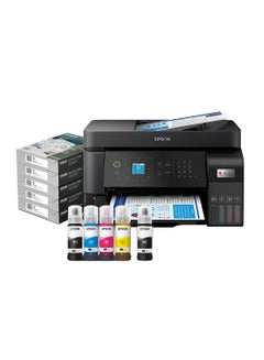 اشتري EcoTank L5590 Office ink tank printer, High-speed A4 colour 4-in-1 printer with ADF, Wi-Fi Direct and Ethernet, with SmartApp conectivity + FREE Business Paper box Black في الامارات
