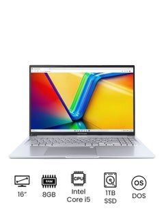 Buy X1605ZA-MB227 Laptop With 16-Inch FHD Display, Core i5-1235U Processor/8GB RAM/1TB SSD/DOS(Without Windows)/Intel UHD Graphics English/Arabic Transparent Silver in Saudi Arabia