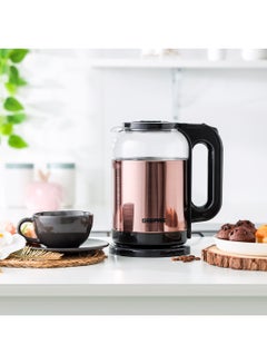 اشتري Double Layer Electric Glass Kettle With Boil Dry Protection and Automatic Cutoff 1.7 L 1500.0 W GK38063 Black , Rose Gold في السعودية