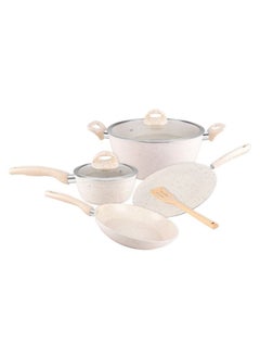 Buy Granite Coated  Smart Granite Cookware Set Pink in Saudi Arabia