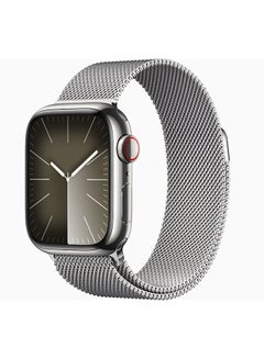 Buy Watch Series9 GPS + Cellular 45mm Silver Stainless Steel Case With Silver Milanese Loop in Saudi Arabia
