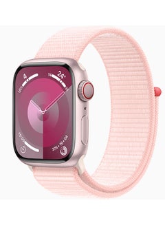 Buy Watch Series 9 GPS 45mm Pink Aluminium Case With Light Pink Sport Loop in UAE