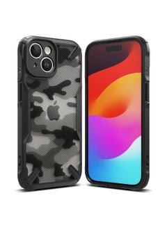 Buy Fusion-X Compatible With iPhone 15 Plus Case Military Camo Hard Soft Flexible TPU Bumper Scratch Resistant Shockproof Protection Back Cover Camo Black in Egypt