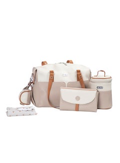 Buy Diaper Bag With Changing Mat, Insulated Pacifier And Bottle Storage - Beige in UAE