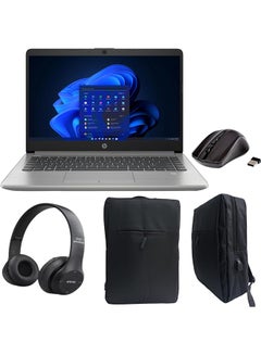 Buy 240 G9 Laptop with 14" HD display, Intel Core i3-1215U |8GB DDR4 Ram |256GB NVMe M.2 SSD |Intel UHD Graphics |Backlit Keyboard |Windows 11 free Laptop Bag+WL Mouse+BT Headphone English/Arabic Silver in UAE
