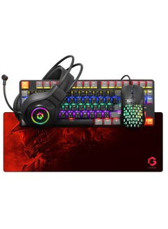 اشتري GAMEON VIPER X All In One Gaming Bundle Mechanical Keyboard Headset Mouse and Mousepad RGB Backlit USB Connectivity for PC Gamers Multicolour في الامارات