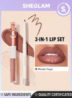 Buy Soft 90.S Glam Lip Liner & Lip Duo Set Moody Taupe in UAE