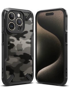 Buy Fusion-X Compatible With iPhone 15 Pro Max Case Cover Transparent Hard Back Soft Flexible Tpu Bumper Scratch Resistant Shockproof Protection Back Cover Camo Black in UAE