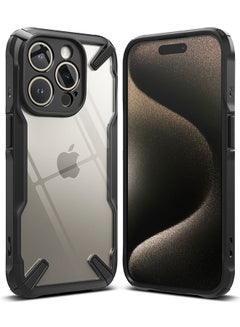 اشتري Fusion-X Compatible With iPhone 15 Pro Max Case Cover Transparent Hard Back Soft Flexible Tpu Bumper Scratch Resistant Shockproof Protection Back Cover Black في الامارات