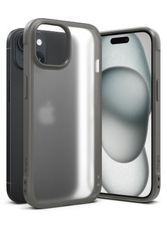 Buy Fusion Bold Compatible With iPhone 15 Case Cover Firm Grip Frame Anti-Yellowing Anti-Fingerprint Frosted Hard Back Shockproof Bumper Back Cover Matte Gray in UAE