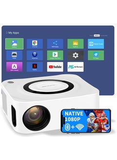 Buy Portable Android Projector Native 1080P 4K HD Projector with 5G WiFi & Bluetooth 200” Display Supported Mini Projector for Outdoor & Movies Home Theater PROJ-WO-80-AN White in UAE