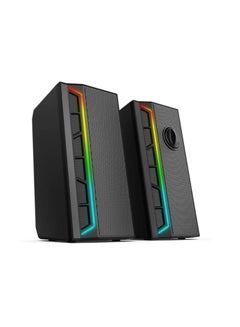 اشتري GS580 RGB Desktop PC Speakers, 2.0 Channel Enhanced Sound and Volume Control with 3.5mm Cable - Black في مصر