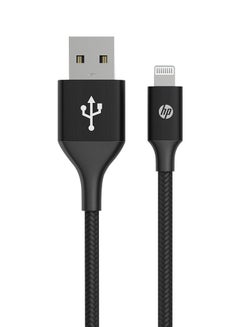 Buy Braided Nylon 2.4A Fast Charging USB-A To Lightning Cable MFi Certified 2M Black in UAE