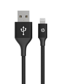 Buy Braided Nylon 2.4A Fast Charging USB-A To Lightning Cable MFi Certified 1M Black in UAE