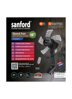 Buy SANFORD WIFI STAND FAN 16" WITH REMOTE 50 W SF905SFN BS Multicolor in Saudi Arabia