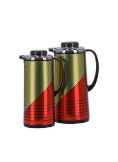 اشتري Royalford 1900 ML and 1300 ML Pack of 2 Double Wall Vacuum Flask Set GOLDEN AND MAROON في السعودية