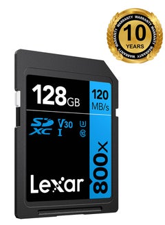 اشتري Lexar 128GB High-Performance 800x UHS-I SDXC Memory Card (BLUE Series) - 10 years warranty - official distributor 128 GB في مصر