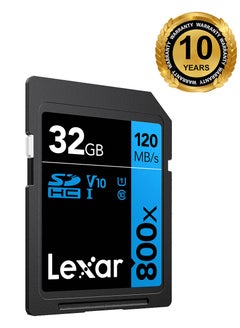 اشتري Lexar 32GB High-Performance 800x UHS-I SDHC Memory Card (BLUE Series) - 10 years warranty - official distributor 32 GB في السعودية
