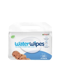 Buy Pack Of 4 Original Plastic Free, 99.9% Water Based Baby Wet Wipes And Unscented For Sensitive Skin - 240 Count in Saudi Arabia