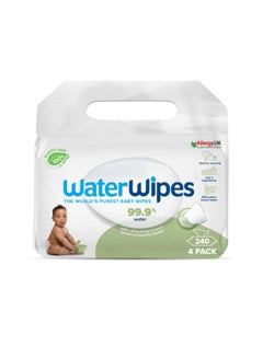 اشتري Pack Of 4 Plastic Free Textured Clean, Toddler, 99.9% Water Based Baby Wet Wipes And Unscented For Sensitive Skin - 240 Count في السعودية