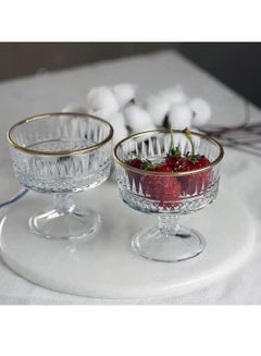 اشتري 2-Piece Elysia Golden Touch Ice Cream Bowl, 250 ml Clear 250ml في الامارات