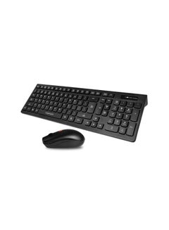 اشتري Wireless Keyboard And Mouse Combo, Sleek Full-Size 2.4Ghz 1600 DPI Ambidextrous Mouse, Nano USB Receiver, Spill-Proof Design, 12 Media Keys For iMac, MacBook, Asus Black في الامارات