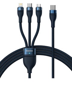 اشتري 100W USB C Multi Charging Cable [1.5M] 3 In 1 Charging Cable Type C [100W]+Lightning[20W]+Micro[18W] For Samsung S23,iPad Pro, iPad Mini, MacBook Pro/Air/iPhone 15 Pro Max/Plus 14 13 12 11 Blue في الامارات