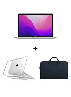 Buy MacBook Pro MNEH3 13-Inch Display : Apple M2 chip with 8-core CPU and 10-core GPU, 256GB SSD With Crystal Clear Case & Sleeve Case English/Arabic Space Grey in Saudi Arabia