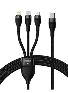 اشتري USB C Multi Charging Cable [1.5M] 3 In 1 Charging Cable Type C [100W]+Lightning[20W]+Micro[18W] For Samsung S23,iPad Pro, iPad Mini, MacBook Pro/Air/iPhone 15 Pro Max/Plus 14 13 12 11 Black في مصر