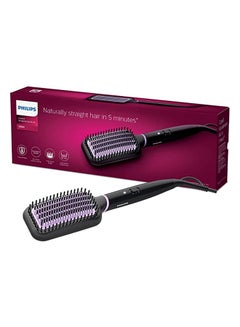 اشتري International Version StyleCare Essential Heated Straightening Brush With 2 PIN BHH880/00 Black/Purple Black/Purple في الامارات