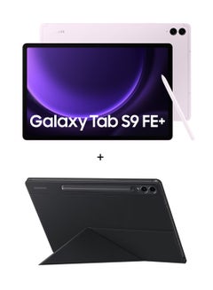 اشتري Galaxy Tab S9 FE Plus Light Pink 12GB RAM 256GB 5G With Book Cover - Middle East Version في الامارات