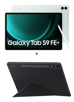 Buy Galaxy Tab S9 FE Plus Light Green 12GB RAM 256GB Wifi With Book Cover - Middle East Version in UAE