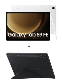 Buy Galaxy Tab S9 FE  Silver 8GB RAM 256GB 5G With Book Cover - Middle East Version in UAE